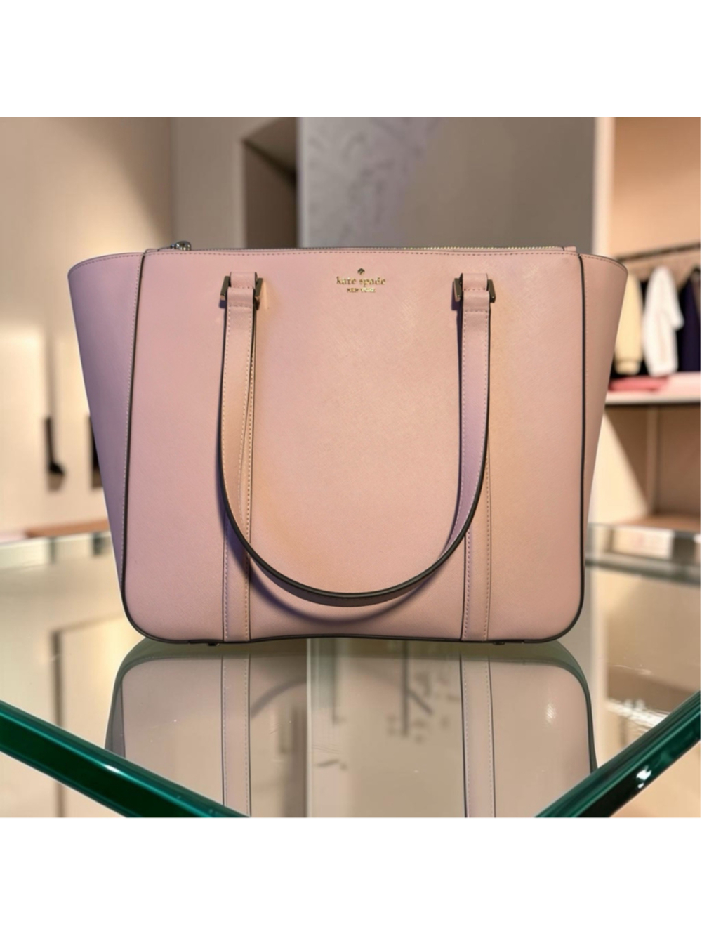 $480 KATE SPADE Newbury Lane Briar Large Tote Pink Leather Zip Handbag EUC